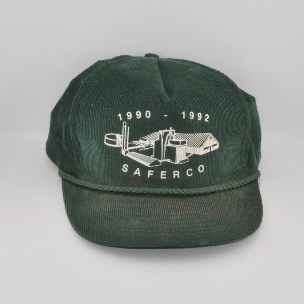 Graphics North Saferco Corduroy Hat OSFM Green Fair Vintage 90s Industrial Rope